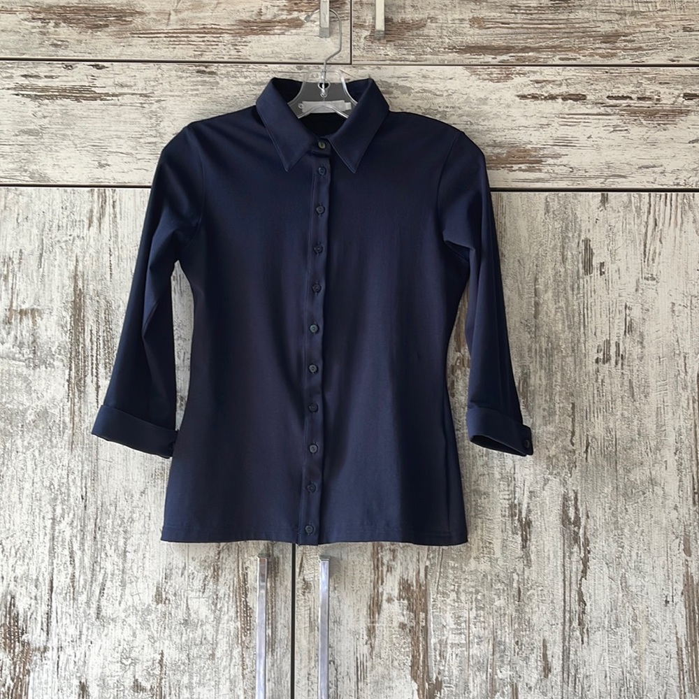 ANNE FONTAINE navy button up shirt